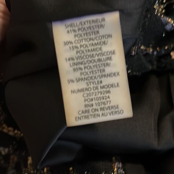 Alice + Olivia Black Tweed Frayed Metallic Detail Button Down Blazer Jacket Lg - Picture 8 of 8